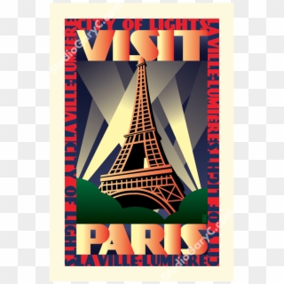Art Deco 1930's Paris Travel Poster - Paris Art Deco Poster Clipart