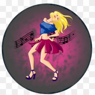 Dancing Girl To The Music Beats - Illustration Clipart