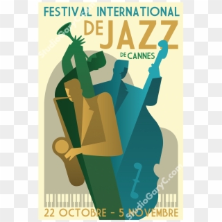Art Deco 1930's Cannes Jazz Festival Poster - Poster Clipart