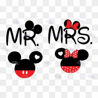 Mickey Minnie Mouse Head Bow Polka Dot Mr Mrs With - Mickey And Minnie Mouse Heads Clipart