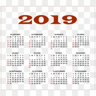 Free Png Download 2019 Indian Calendar Png Images Background - 2019 Calendar Png Free Download Clipart