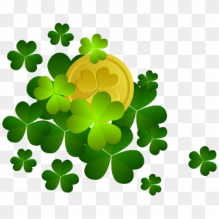 St Patricks Shamrocks With Coin Decor Png Clipart - St Patrick's Day Png Transparent Png