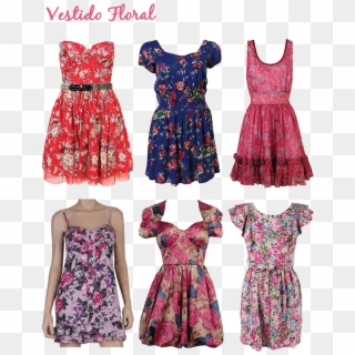 Vestidos Curtos Florais Clipart