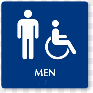 Men And Handicap Pictogram Braille Restroom Sign - All Gender Washroom Sign Clipart