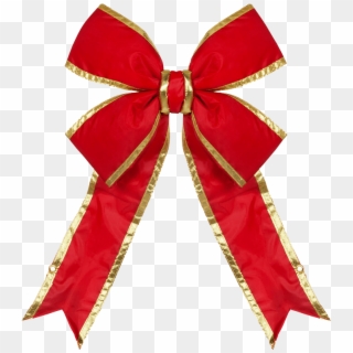 3d Red Bow With Gold Trim - - Christmas Bows Clipart
