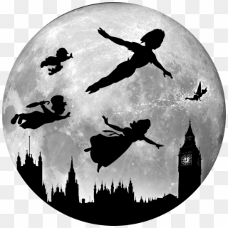 Full Moon Over London - Silhouette Transparent Peter Pan Png Clipart