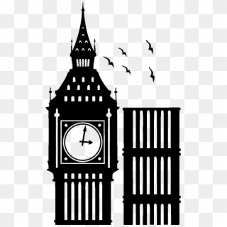 Big Ben Tower Silhouette Clipart - London Big Ben Silhouette - Png Download