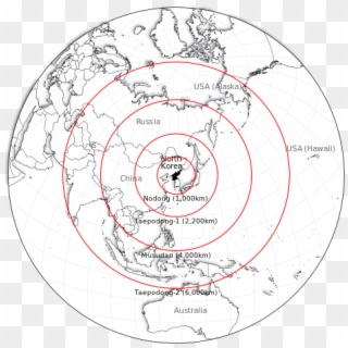 North Korean Missile Ranges, Jason Davies, - Circle Clipart