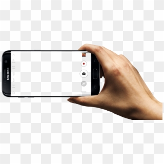 Scenery Shown On Galaxy S7 Screen - Smartphone In Hand Png Clipart