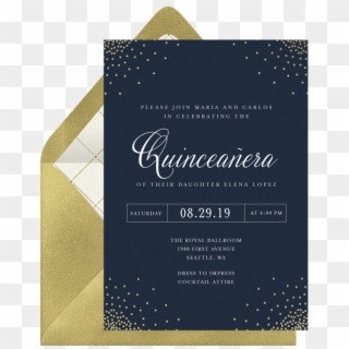 Elegant Confetti Invitation In Blue - Calligraphy Clipart