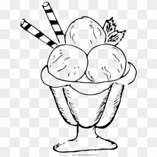 Ice Cream Sundae Coloring Page - Ice Cream Drawing Png Clipart