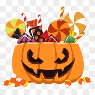 Cute Sticker - Pumpkin With Candy Clipart - Png Download