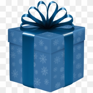 Blue Gift Box With Snowflakes Png Clipart - Blue Gift Box Transparent