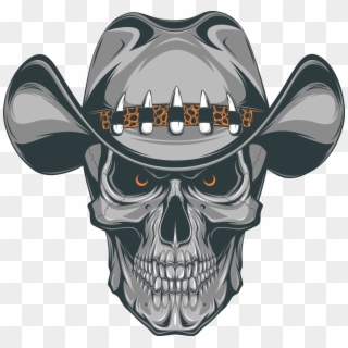 Clipart Black And White Download Old School Skull Cowboy - Cowboy Skull Tattoo Designs - Png Download
