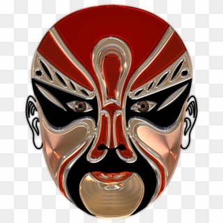 Chinese Opera Red Mask - Masquerade Full Mask Transparent Background Clipart