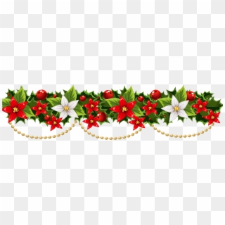 Christmas Poinsettia Clip Art Wreath Transprent Png - Clipart Transparent Christmas Garland