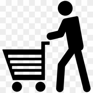 Man Walking With Shopping Cart Comments - Customer Shopping Icon Png Clipart