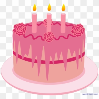 Strawberry Clipart Birthday Cake - Pink Birthday Cake Png Transparent Png