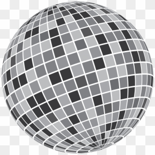 Grey Black White Disco Ball - Disco Ball Clipart