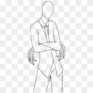 Transparent Slender Man Game Sketch Coloring Page - Standing Clipart