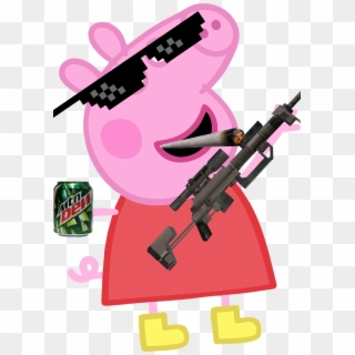 Weed Clipart Mlg - Peppa Pig With Gun - Png Download