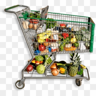 Objects - Shopping Cart With Groceries Png Clipart
