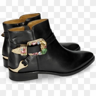 Ankle Boots Candy 8 Black Buckle Multi - Motorcycle Boot Clipart
