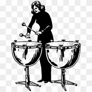 Woman Playing Kettledrums Clipart