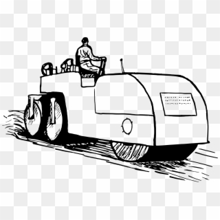 Car Road Roller Clip Art - Road Roller Clipart Black And White - Png Download