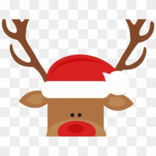 Santa Hat Clipart Cute - Reindeer With Santa Hat - Png Download