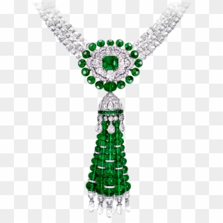 A Graff Emerald Bead And Diamond Necklace Detail View - Graff Emerald Tassel Clipart