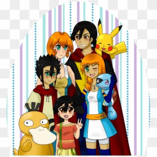 Pokeshipping Family Ash And Misty With Their Children - Pokemon Ash X Misty Family Clipart