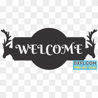 Free Dxf Welcome Sign With Deer Heads - Calligraphy Clipart