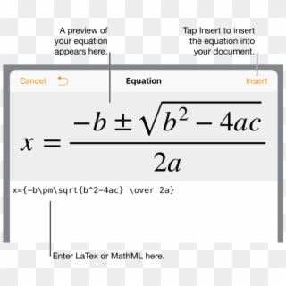 The Equation Editing Dialog, Showing The Quadratic - Formula Clipart