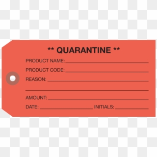 Red Quarantine Hang Tag - Quarantine Tag Clipart