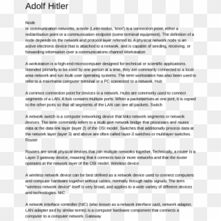 Adolf Hitlernodein Communication Networks, A Node Is - Senior Portfolio Introduction Example Clipart