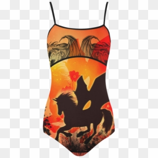 Wonderful Black Unicorn Silhouette Strap Swimsuit - Maillot Clipart
