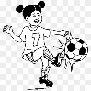 Football Player Images Clip Art - Playing Soccer Clipart Black And White - Png Download