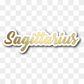 Sagittarius Gold Lettering Vinyl Sticker - Calligraphy Clipart