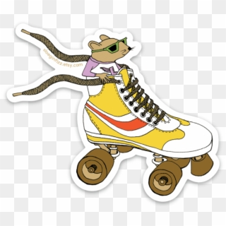 Mouse Racing In A Roller Skate Vinyl Sticker Clipart