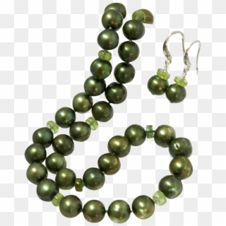 Green Pearl Necklace With Peridot Beads - Bead Clipart