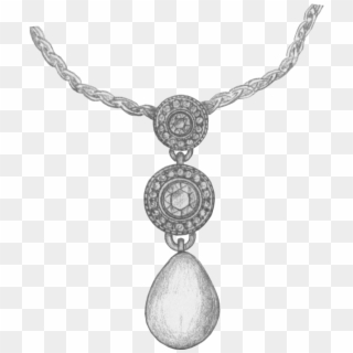 Hand Sketch Of A Diamond And Pearl Necklace - Locket Clipart