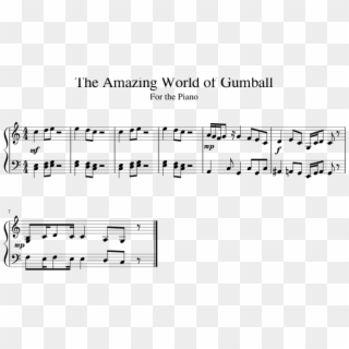 The Amazing World Of Gumball Sheet Music For Piano - Amazing World Of Gumball Sheet Music Clipart