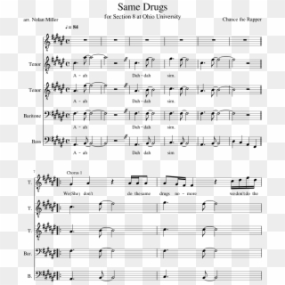 Same Drugs Sheet Music Composed By Chance The Rapper - Flight Of The Silverbird Sheet Music Alto Sax Clipart