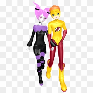 Young Justice Achtergrond Titled Jinx And Kid Flash - Jinx Teen Titans Figure Clipart