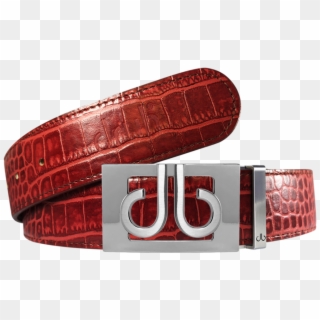 Burgundy Crocodile Textured Leather Belt With Buckle Clipart