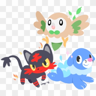 Rowlet, Litten And Popplio I Can't Choose Between Them - Rowlet Litten And Popplio Cute Clipart