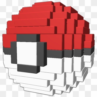 A 3d Pixel Art Pokeball From Pokemon - Pokeball Pixel Art Clipart