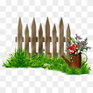 Fence Garden Lawn Clip Art - Grass Png Transparent Png
