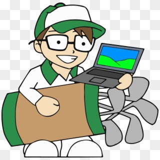 Kaddy's Computer Repair - Cartoon Laptop Repair Green Color Png Clipart